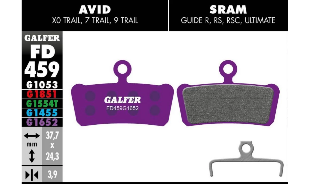 Plaquettes Galfer - Pour Avid Elixir Trail / Guide 3 Plaquettes Galfer - Pour Avid Elixir Trail / Guide